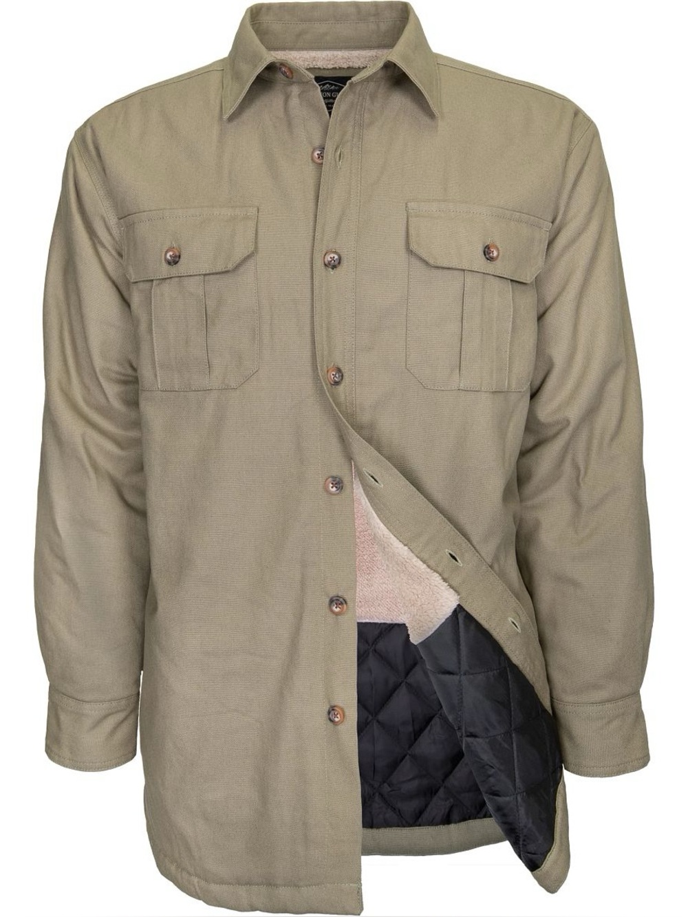 Canyon Guide Cotton Canvas Olive Sherpa Lined Shacket Size L